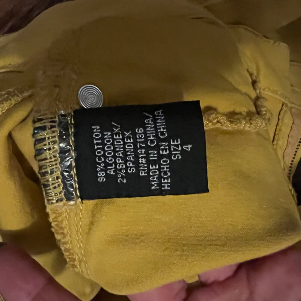 EUC 1822 Denim Yellow Skinny Jeans Sz 4 - Picture 3 of 5